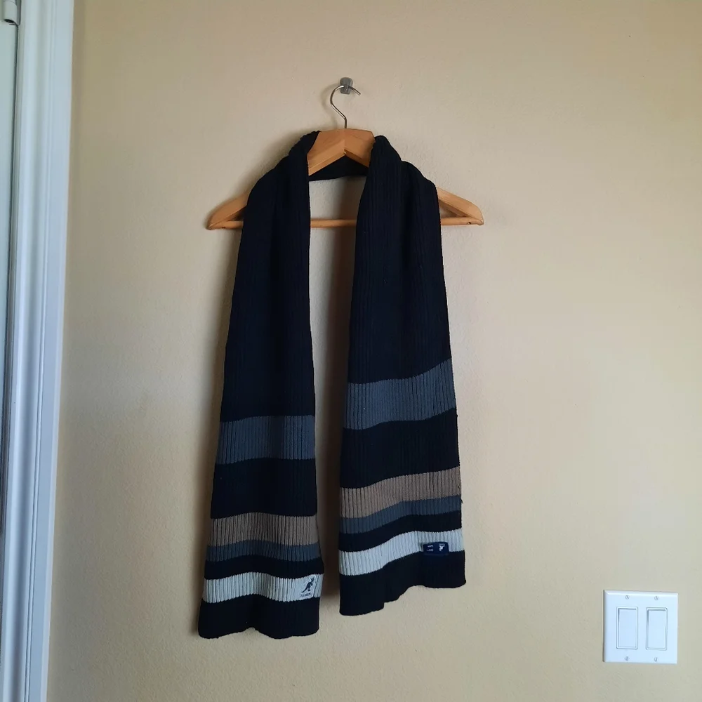Kangol Black Tan and Gray Cozy Ribbed Scarf